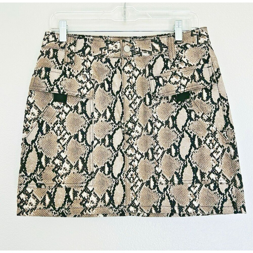Topshop Snakeskin Mini Denim Skirt Size 8 Pockets New w/ Tags Nordstrom